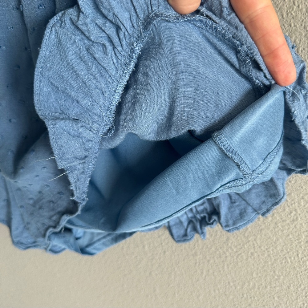 Umgee Blue Textured V Neck Romper Medium - Picture 7 of 14